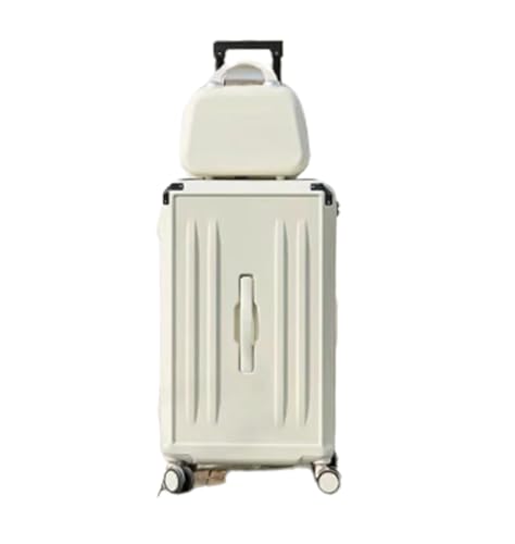 CAULO Gepäck-Koffer, 2-teiliges Set, PVC-Spinner-Koffer mit Schloss, zum Mitnehmen, mit Reise-Make-up-Koffer für Damen (White 20in) von CAULO