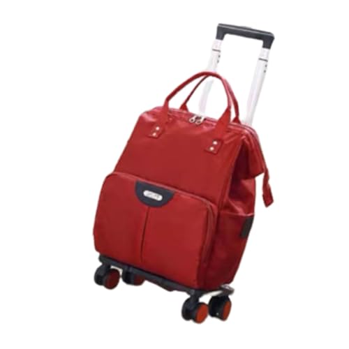 CAULO Rollender Tagesrucksack, Handgepäck, großes Fassungsvermögen, mit Rollen, Abnehmbarer Trolley-Rucksack, Geschenke für Männer und Frauen (Red 31 * 24 * 42cm) von CAULO