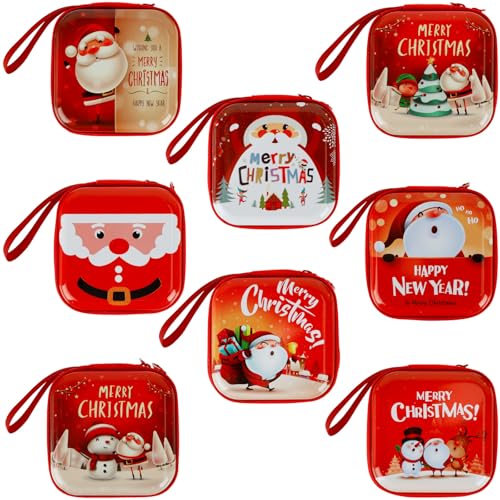CAUTIOUS 8 Stück Weihnachts-Münzgeldbörse Weihnachtliche Weißblech Reißverschlusstasche Mini Geldbörse mit Reißverschluss Süßigkeiten Rechteckig für Süßigkeiten Münzen von CAUTIOUS