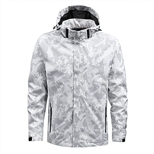 CAUYDY Herren Regenjacke Fahrradjacke mit Kapuze wasserdicht und atmungsaktiv Radjacke mit wärmeisolierendem Innenfutter aus Mesh Regenjacke Herren Leicht # A von CAUYDY