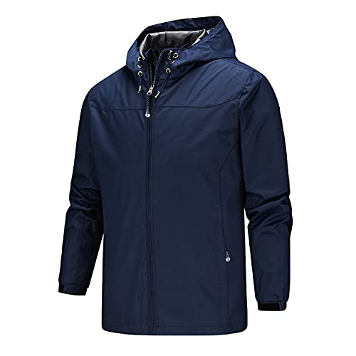 CAUYDY Regenjacke Herren Leicht Regenjacke Herren Wasserdicht Outdoorjacke Leichte Freizeitjacke Packbare Windjacke Fahrrad Regenmantel mit Kapuze von CAUYDY