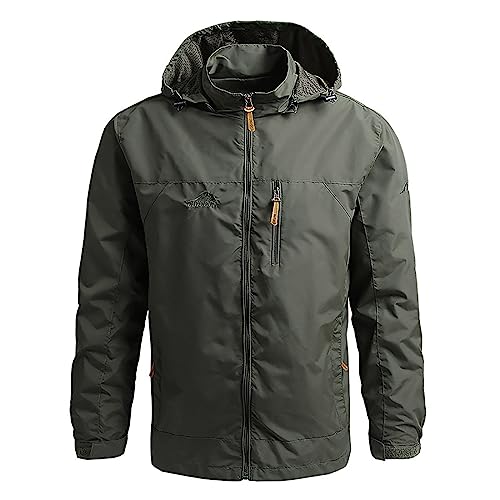 CAUYDY Regenjacke Herren Wasserdicht Atmungsaktiv Regenjacke Herren Wasserdicht Outdoorjacke Leichte Freizeitjacke Packbare Windjacke Fahrrad Regenmantel mit Kapuze von CAUYDY