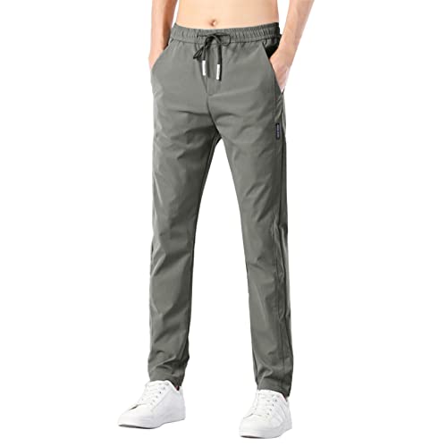 CAUYDY Sporthose Herren Lang - Taschen Loose Fit Slim Fit Sporthose leicht atmungsaktiv Herren Lang mit Taschen Vintage mit Gummizug Locker Strandhose Urlaub Alltag von CAUYDY