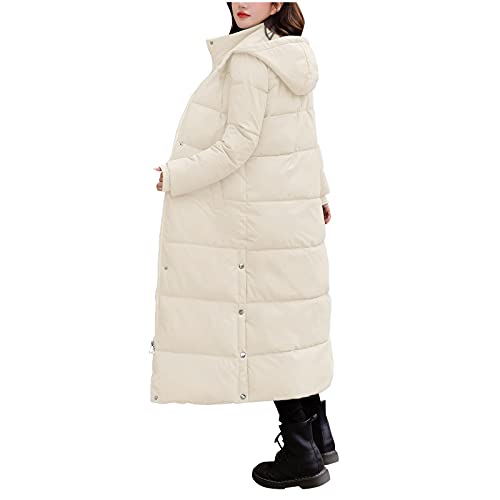 CAUYDY Warme Jacke für Damen Unifarben Daunenjacke Winterjacke mit Kapuze Frauen Lang Pufferjacke Damen Daunenmantel Down Coat Steppjacke Winterjacke Übergangsjacke von CAUYDY