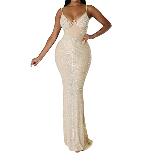 Fasching Kostüm Damen,Damen Elegant Lange Ballkleider mit Taschen Satin A-Linie Backless Hochzeitskleid Abendkleider Sexy Neckholder Brautkleid Kleider Lang Prinzessin Brautjungfer Kleid von CAUYDY