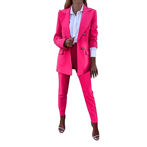 Hosenanzug Damen Sportlich Elegant 2 Teiler Damen Business Hosenanzug Slim Fit Karo Kariert Blazer Hose Elegant Business Anzug Set Damen Zweiteiliger Anzug Set Blazer Langarm Anzugjacke Hosenanzug für von CAUYDY