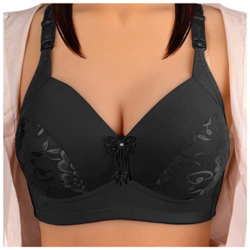 Push Up Bra Damen Push Up BH mit Blumen Spitze Schalen Bügel BH Gepolstert Elegant Damen T-Shirt BH mit Bügel Nahtloser Große Größen Gepolstert BH Plus Size Dünn Funktioneller BH Nahtlose Bügel-BHS i von CAUYDY