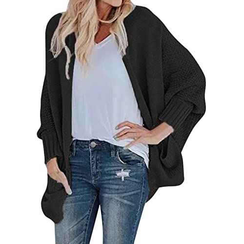 Sommer Cardigan Damen Leicht Cardigan Damen,Damen Strickjacken Mantel Lässig Locker Salbeigrün Kontrastfarbe Dünne Strickjacke Langarm Open Front Sommer Mode Kurze Strick Oberbekleidung Jacke Damen L von CAUYDY