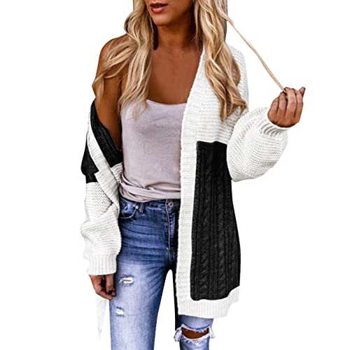 Sommerjacke Damen Leicht Strickjacke Damen Lang Cardigan Sommer Leicht Sweater Casual Langarm Elegant Sommerjacken Bolero Festlich Schulterjacke Bolerojacke V-Ausschnitt 3/4 Ärmel/Kurzarm Solid mit K von CAUYDY