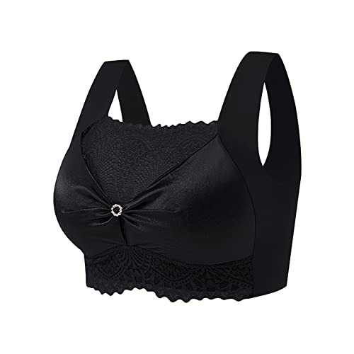 Sport Top,Damen Blossom Spitze Vorderverschluss Ringerrücken Ohne Bügel Sport BH Rücken-Design Baumwolle Innenseite Sport BH mit Vorderverschluss Bralette Bustier Bequemer Gepolstert Ungepolstert Bra von CAUYDY