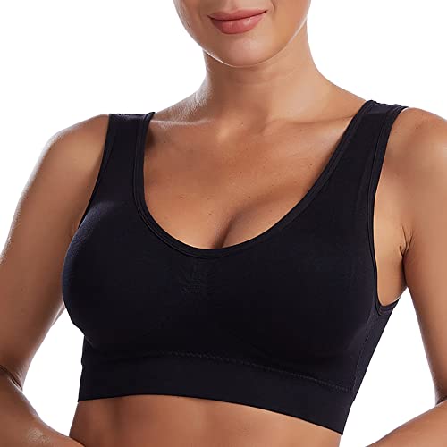 Sportanzug Damen,Damen Ohne Bügel Sport BH Starker Halt für Große Größen mit Einlage Damen Sport BH Spitzen BH Ohne Bügel Bustier Push Up Bequemer BH für Yoga Fitness Training Lauf Stretch Wohlfühl-BH von CAUYDY