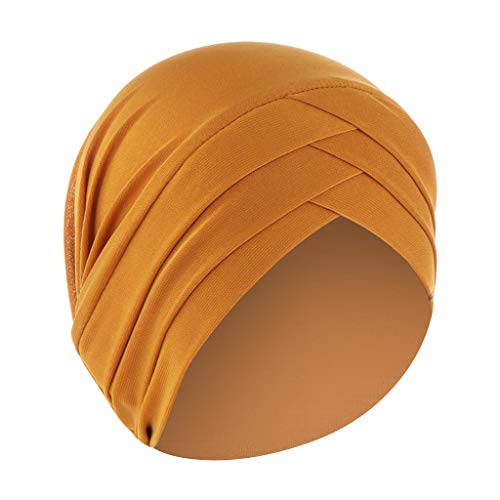 Unterkopftuch,Turban Damen afrikanische Headwraps vorgebundener Knoten Mode Falten Turban-Hut für Frauen und Mädchen Blume Indische Hijab Hut Kopftuch Haarausfall Wrap Cap Krebs Chemo Mütze Beanie Mu von CAUYDY