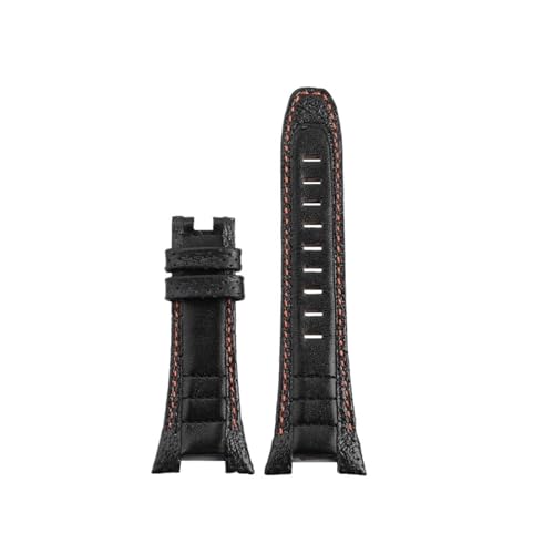 CAWEUER 14 mm gekerbtes Rindslederarmband for Herren, kompatibel mit Seiko Sportura Serie SNAD23J2 SNAE07 SPC047, Lederarmband, Uhrenzubehör von CAWEUER
