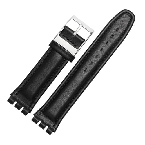 CAWEUER 17 mm 19 spezielles Schnittstellenarmband aus Leder for Damen mit Schließe, Ersatzarmband, kompatibel YGS749G-Armbandzubehör(Black,17mm) von CAWEUER