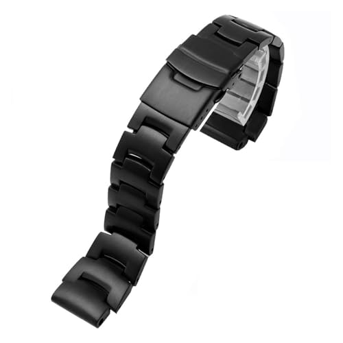 CAWEUER 18 mm konvexes Herren-Metallarmband, kompatibel mit Casio PROTREK-Serie PRG260/270/550 PRW3500/2500/5100, Edelstahlarmband(Black) von CAWEUER