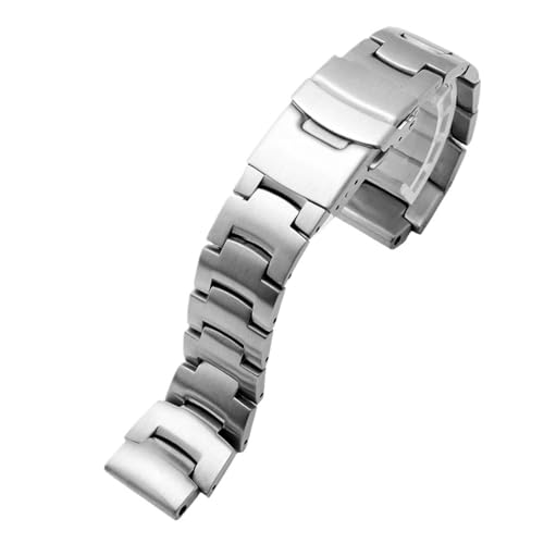 CAWEUER 18 mm konvexes Herren-Metallarmband, kompatibel mit Casio PROTREK-Serie PRG260/270/550 PRW3500/2500/5100, Edelstahlarmband(Silver) von CAWEUER