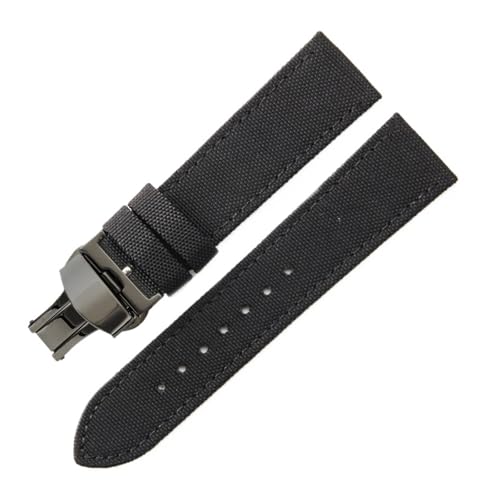 CAWEUER 1853 Speed ​​Chi T116 Leder-Unterhaut-Canvas-Nylon-Uhrenarmband, kompatibel mit Tissot T116617A Le Locle Starfish T20 Canvas Herren-Handgelenk 22 20 mm(Black-Black-B1,22mm) von CAWEUER