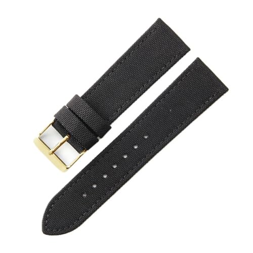 CAWEUER 1853 Speed ​​Chi T116 Leder-Unterhaut-Canvas-Nylon-Uhrenarmband, kompatibel mit Tissot T116617A Le Locle Starfish T20 Canvas Herren-Handgelenk 22 20 mm(Black-Gold-K1,20mm) von CAWEUER