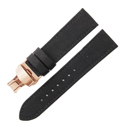 CAWEUER 1853 Speed ​​Chi T116 Leder-Unterhaut-Canvas-Nylon-Uhrenarmband, kompatibel mit Tissot T116617A Le Locle Starfish T20 Canvas Herren-Handgelenk 22 20 mm(Black-Rose-B1,22mm) von CAWEUER