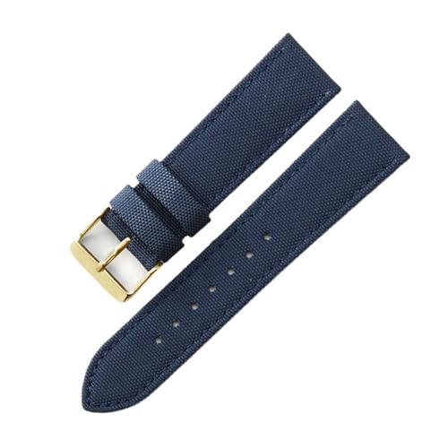 CAWEUER 1853 Speed ​​Chi T116 Leder-Unterhaut-Canvas-Nylon-Uhrenarmband, kompatibel mit Tissot T116617A Le Locle Starfish T20 Canvas Herren-Handgelenk 22 20 mm(Blue-Gold-K1,20mm) von CAWEUER