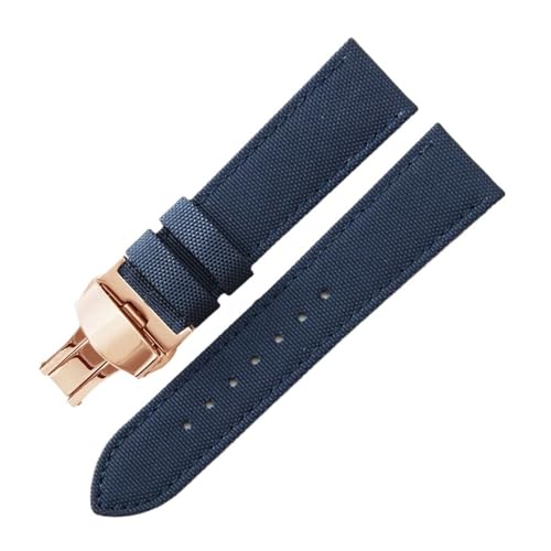 CAWEUER 1853 Speed ​​Chi T116 Leder-Unterhaut-Canvas-Nylon-Uhrenarmband, kompatibel mit Tissot T116617A Le Locle Starfish T20 Canvas Herren-Handgelenk 22 20 mm(Blue-Rose-B1,22mm) von CAWEUER