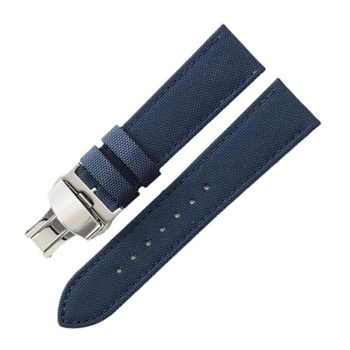 CAWEUER 1853 Speed ​​Chi T116 Leder-Unterhaut-Canvas-Nylon-Uhrenarmband, kompatibel mit Tissot T116617A Le Locle Starfish T20 Canvas Herren-Handgelenk 22 20 mm(Blue-Steel-B1,22mm) von CAWEUER
