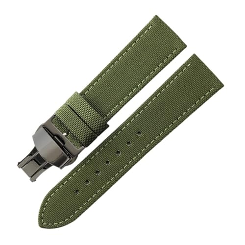 CAWEUER 1853 Speed ​​Chi T116 Leder-Unterhaut-Canvas-Nylon-Uhrenarmband, kompatibel mit Tissot T116617A Le Locle Starfish T20 Canvas Herren-Handgelenk 22 20 mm(Green-Black-B1,20mm) von CAWEUER