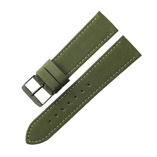CAWEUER 1853 Speed ​​Chi T116 Leder-Unterhaut-Canvas-Nylon-Uhrenarmband, kompatibel mit Tissot T116617A Le Locle Starfish T20 Canvas Herren-Handgelenk 22 20 mm(Green-Black-K1,20mm) von CAWEUER