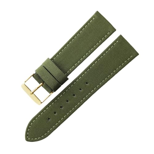 CAWEUER 1853 Speed ​​Chi T116 Leder-Unterhaut-Canvas-Nylon-Uhrenarmband, kompatibel mit Tissot T116617A Le Locle Starfish T20 Canvas Herren-Handgelenk 22 20 mm(Green-Gold-K1,20mm) von CAWEUER