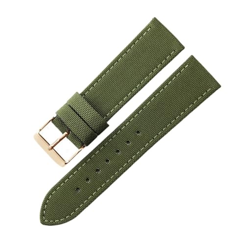 CAWEUER 1853 Speed ​​Chi T116 Leder-Unterhaut-Canvas-Nylon-Uhrenarmband, kompatibel mit Tissot T116617A Le Locle Starfish T20 Canvas Herren-Handgelenk 22 20 mm(Green-Rose-K1,20mm) von CAWEUER