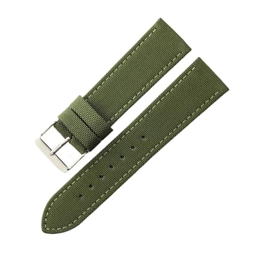 CAWEUER 1853 Speed ​​Chi T116 Leder-Unterhaut-Canvas-Nylon-Uhrenarmband, kompatibel mit Tissot T116617A Le Locle Starfish T20 Canvas Herren-Handgelenk 22 20 mm(Green-Steel-K1,22mm) von CAWEUER