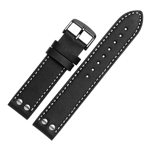 CAWEUER 20 mm 22 Lederarmband for Uhr Grün Khaki Armband Ersatzarmband kompatibel mit Hamilton(Black,22mm) von CAWEUER