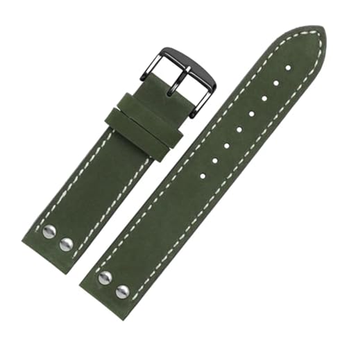 CAWEUER 20 mm 22 Lederarmband for Uhr Grün Khaki Armband Ersatzarmband kompatibel mit Hamilton(Green,22mm) von CAWEUER