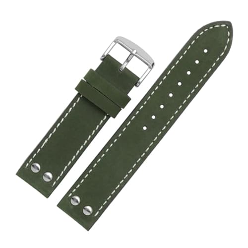 CAWEUER 20 mm 22 Lederarmband for Uhr Grün Khaki Armband Ersatzarmband kompatibel mit Hamilton(Grey,22mm) von CAWEUER