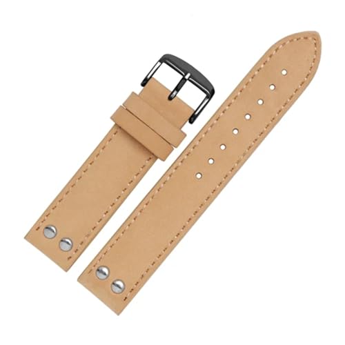 CAWEUER 20 mm 22 Lederarmband for Uhr Grün Khaki Armband Ersatzarmband kompatibel mit Hamilton(Silver,22mm) von CAWEUER