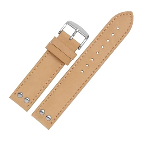 CAWEUER 20 mm 22 Lederarmband for Uhr Grün Khaki Armband Ersatzarmband kompatibel mit Hamilton(WHITE,22mm) von CAWEUER