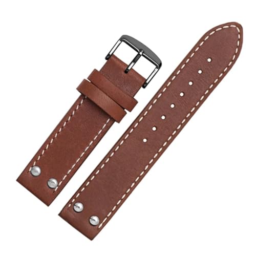 CAWEUER 20 mm 22 Lederarmband for Uhr Grün Khaki Armband Ersatzarmband kompatibel mit Hamilton(Yellow,22mm) von CAWEUER