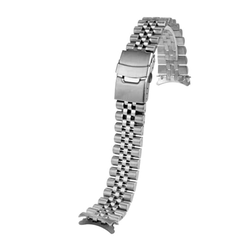 CAWEUER 20 mm 22 gebogenes Uhrenarmband, kompatibel mit Seiko Nr. 5 SKX009 SKX007 SKX175 SKX173, Zubehör for Uhrenarmbänder aus massivem Edelstahl(Five beads-silver,20mm-width) von CAWEUER