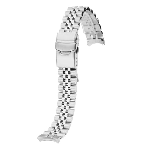 CAWEUER 20 mm Edelstahlarmband mit gebogenem Ende, kompatibel SEIKO SBDC091 SBDC087 SBDC135 SARB017, modifiziertes Herren-Uhrenarmband aus massivem Metall von CAWEUER