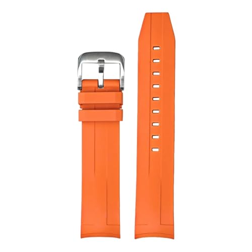 CAWEUER 21 mm hochwertiges FKM-Armband, kompatibel mit der Tissot 1853 T120-Serie, Herren-Taucharmband mit gebogenem Ende, Fluorkautschuk, Armband mit Stahlschnalle(Orange01) von CAWEUER