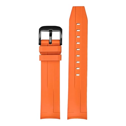 CAWEUER 21 mm hochwertiges FKM-Armband, kompatibel mit der Tissot 1853 T120-Serie, Herren-Taucharmband mit gebogenem Ende, Fluorkautschuk, Armband mit Stahlschnalle(Orange02) von CAWEUER