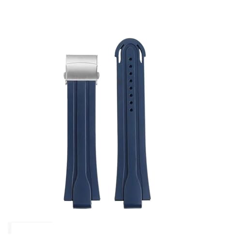 CAWEUER 24-12 konvexes Silikonarmband, kompatibel mit Oris Diving AQUIS 7740 7730 Water Ghost, Sportarmband, Herren, Gummi, blau, schwarzes Armband(Blue-silver) von CAWEUER