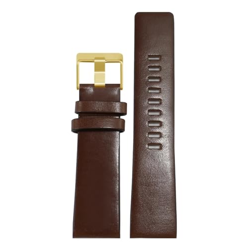 CAWEUER Angepasst, kompatibel mit Diesel DZ7396 1206 1399 1405, Leder-Uhrenarmband for Herren, 28 30 32 mm(Dark brown - gold,22mm) von CAWEUER