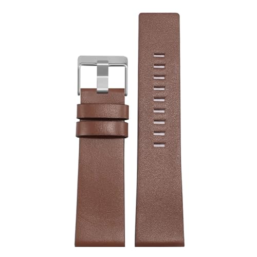 CAWEUER Angepasst, kompatibel mit Diesel DZ7396 1206 1399 1405, Leder-Uhrenarmband for Herren, 28 30 32 mm(Light brown-silver,32mm) von CAWEUER