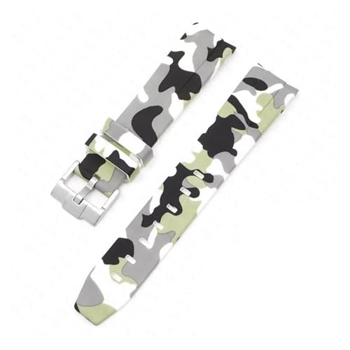 CAWEUER Band kompatibel mit Omega X Swatch MoonSwatch, gebogenes Ende, Taucherarmband aus Silikonkautschuk, Uhrenzubehör, 20 mm, kompatibel mit Rolex-Tarnband(Camo white01) von CAWEUER