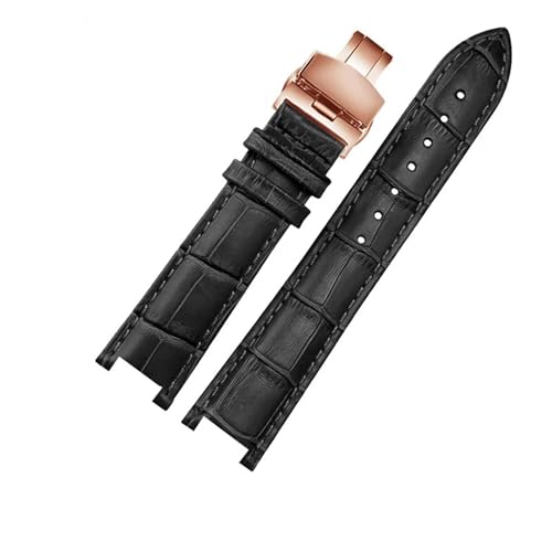 CAWEUER Echtleder-Armband kompatibel mit MK Table Notch Uhrenarmband Michael Kors Mike Coles Damen-Uhrenarmband Mk2277 2425 Uhrenarmband(Black-Rose-B1) von CAWEUER