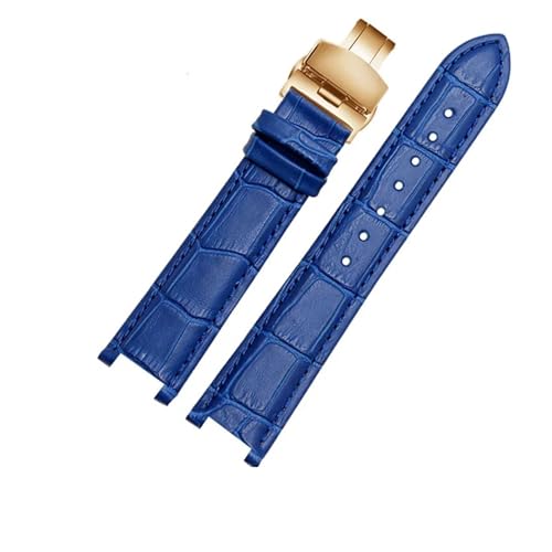 CAWEUER Echtleder-Armband kompatibel mit MK Table Notch Uhrenarmband Michael Kors Mike Coles Damen-Uhrenarmband Mk2277 2425 Uhrenarmband(Blue-gold-B1) von CAWEUER