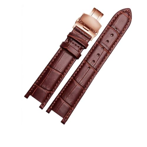CAWEUER Echtleder-Armband kompatibel mit MK Table Notch Uhrenarmband Michael Kors Mike Coles Damen-Uhrenarmband Mk2277 2425 Uhrenarmband(Brown-Rose-B1) von CAWEUER
