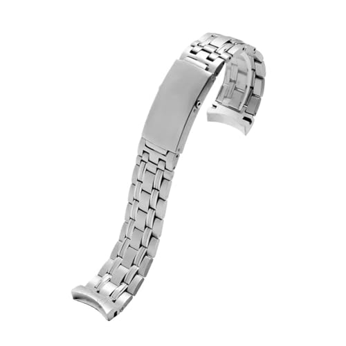 CAWEUER Edelstahl-Armband, silbernes Armband, Ersatz-Metallband, kompatibel mit Uhrenzubehör der Seamaster 007-Serie(20mm silver B) von CAWEUER