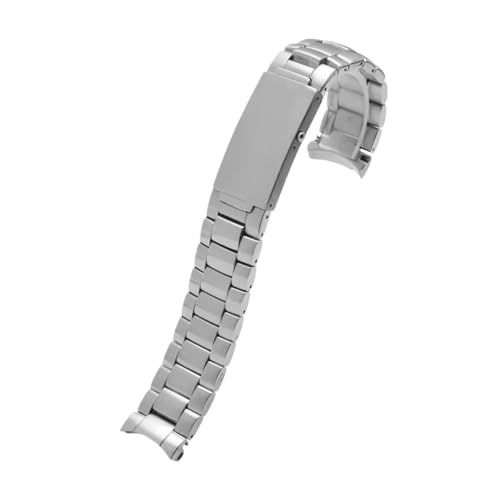 CAWEUER Edelstahl-Armband, silbernes Armband, Ersatz-Metallband, kompatibel mit Uhrenzubehör der Seamaster 007-Serie(22mm silver A) von CAWEUER